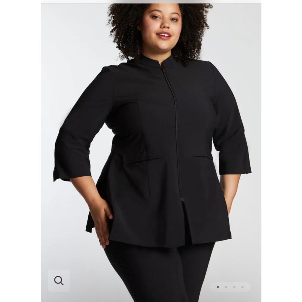 Noel Asmar Black Urban Fusion Tunic Lightweight Full Zip‎ Long Length Size 2XL
